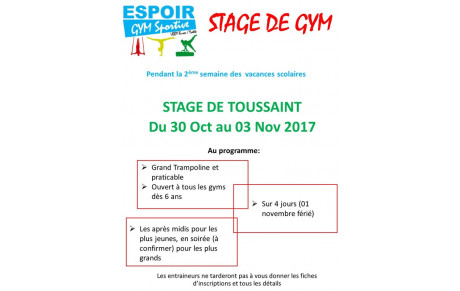 Stage de TOUSSAINT